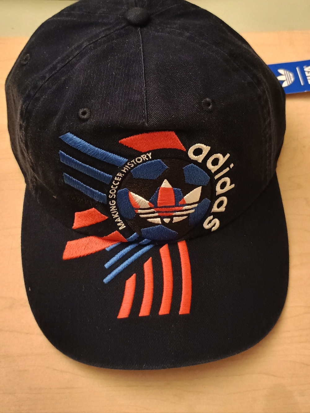 adidas Navy Cap with Red & Blue Soccer Logo